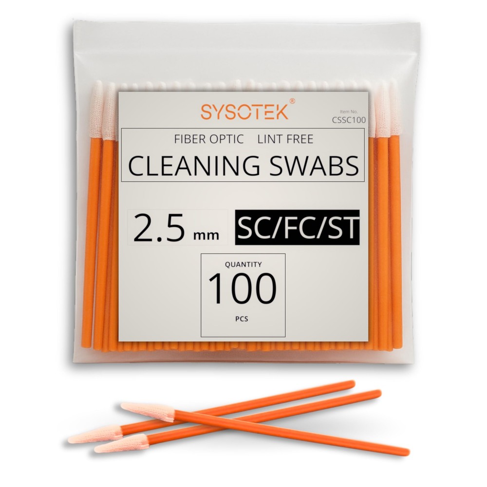 Fiber Optic Cleaning Swabs - 100 Pack - SC 2.5mm - for Cleaning Optical Compo...