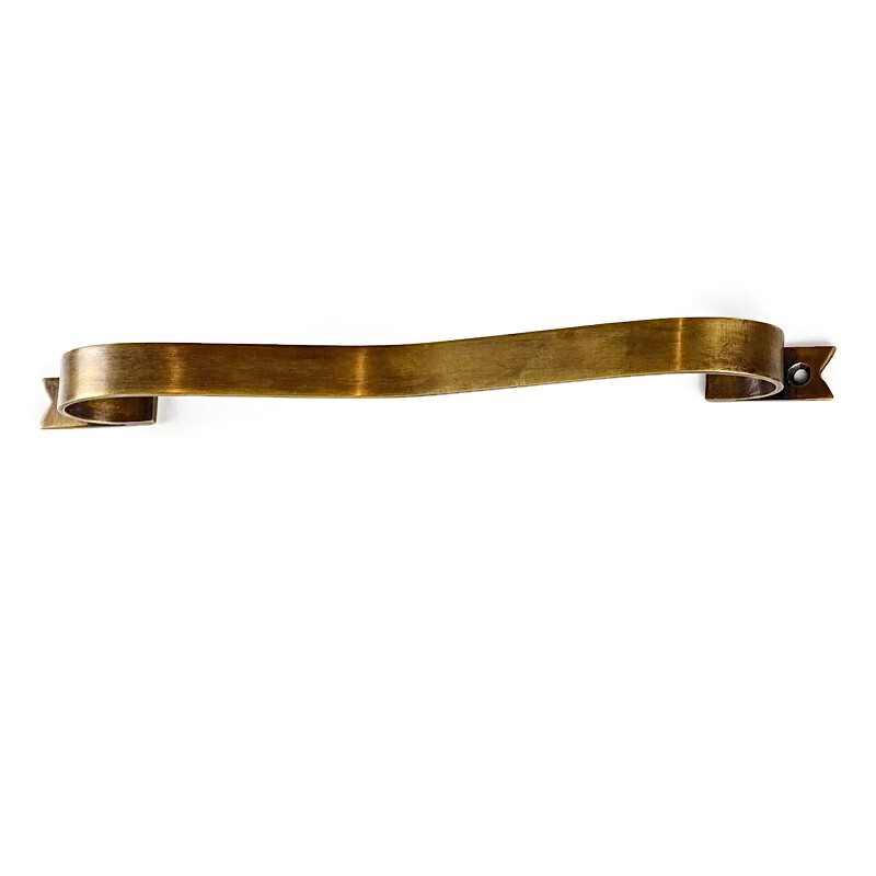 2 large D PULL 12" handle heavy ribbon solid heavy brass old style kitchen GRAB