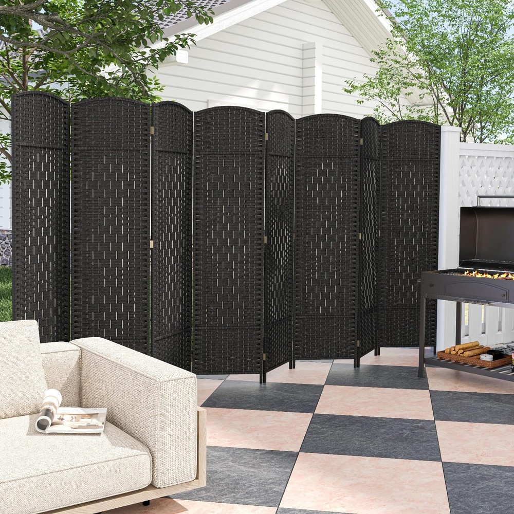 Room Divider 8 Panel - 6 FT Folding Privacy Screen, Fully Assembly, Solid Woo...