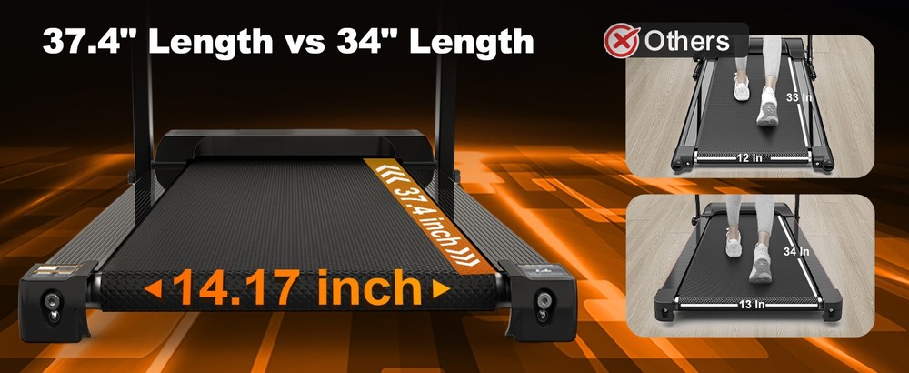2.5HP Foldable Treadmill 300LBS Maximum Capacity Folding Treadmill W/ Handles d3