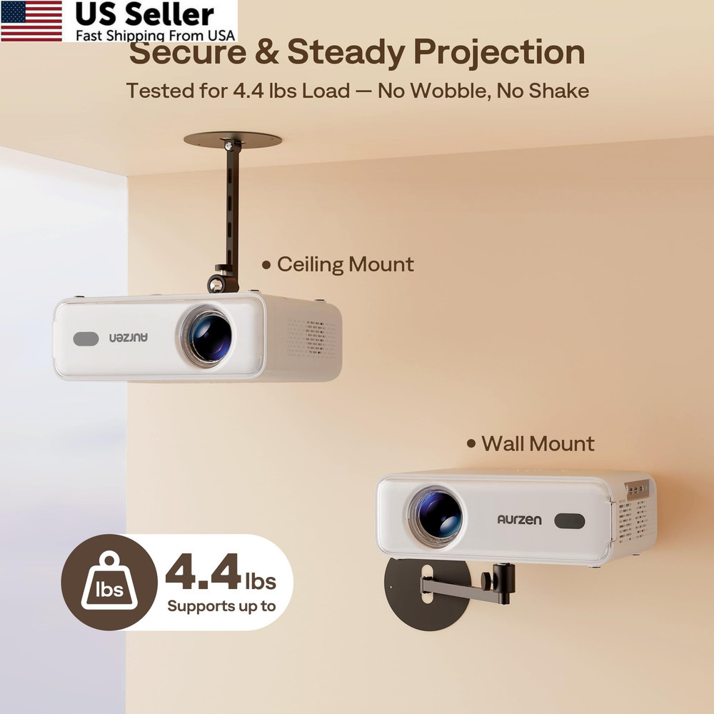 Aurzen Projector Wall Mount Shelf, Use with Adjustable Angle, metallic