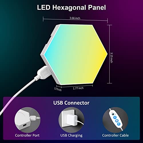 8 Pack Hexagon Wall Light RGB Panel - Smart APP RGB Hexagonal Multicolor