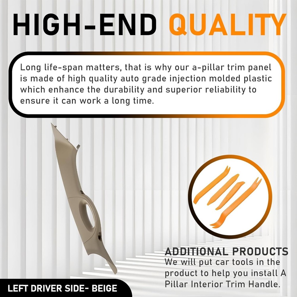 A Pillar Interior Trim Handle Left Driver Side Side, Beige