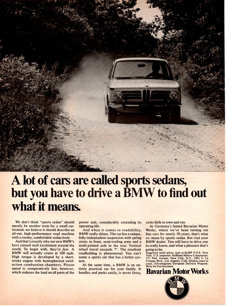 1969 BMW ~  CLASSIC ORIGINAL PRINT AD