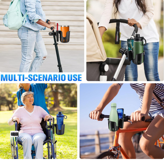 Stroller Cup Holder with Phone Holder 2-in-1 Universal Cup Holder Walker
