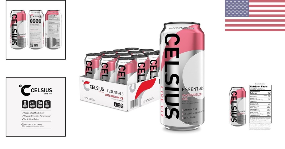Unlock Your Potential: ESSENTIALS Sparkling Watermelon Ice 12-Pack Energy Drink