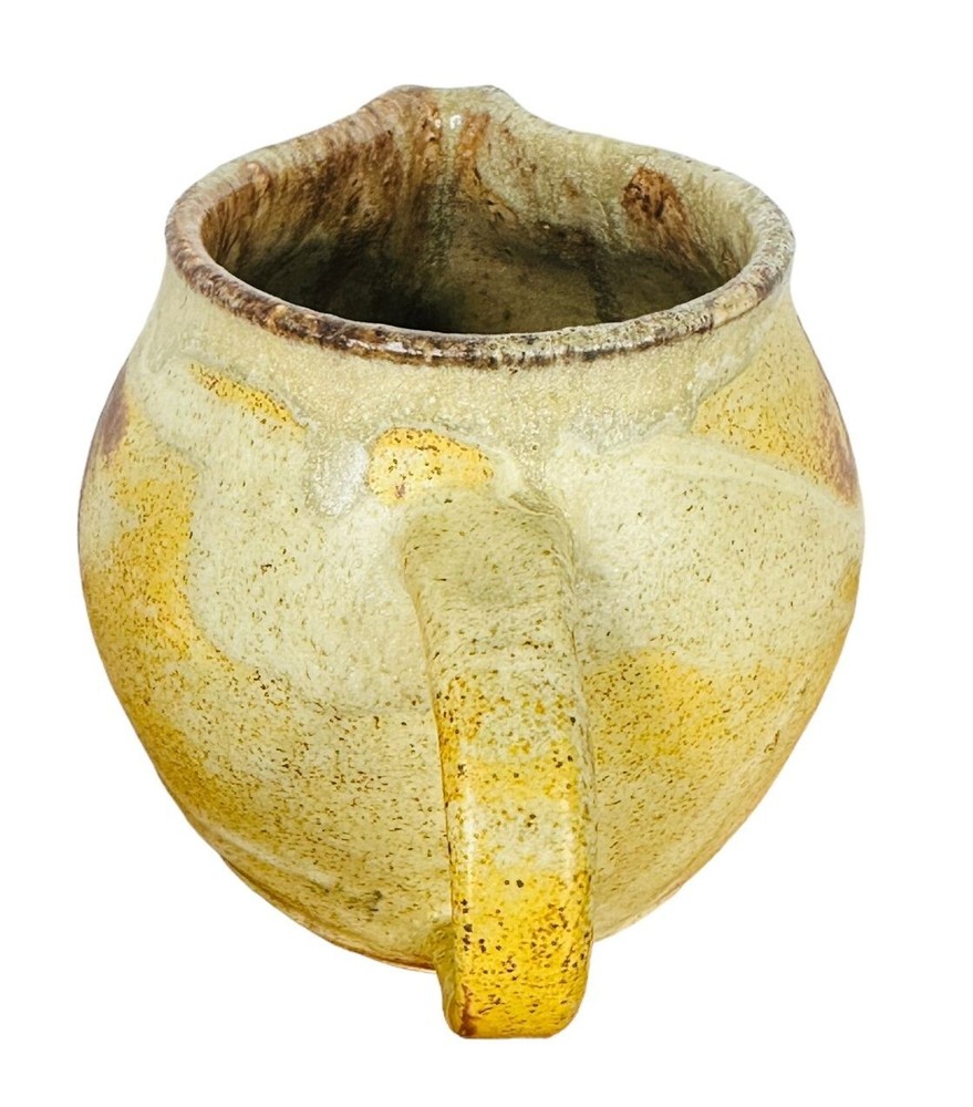 STUDIO ART POTTERY SIGNED GLAZED PITCHER Earth Tones Farmhouse Rustic 5.5" BOHO