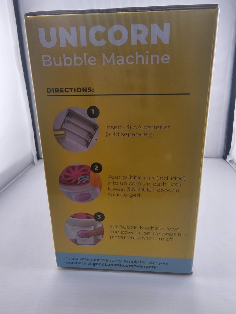 Good Banana Unicorn Bubble Machine, Cordless Automatic Bubble Maker, Blower