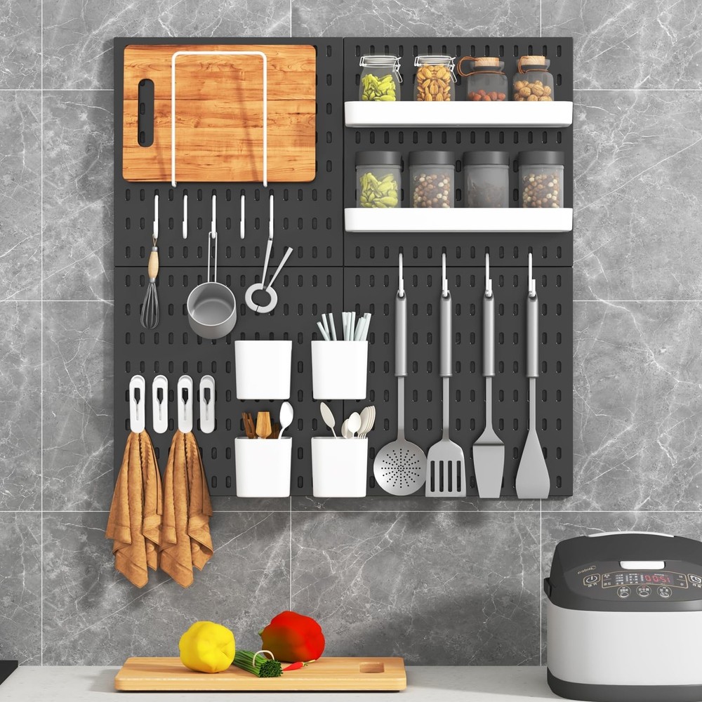 Peg Board Combination Kit, 8 Pegboards with 40 Accessories, Pegboard Wall Org...