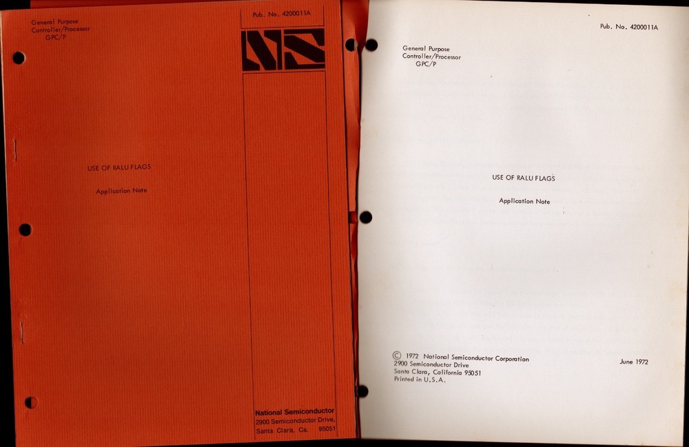 (3) docs 1972 National Semiconductor GPC/P Product Description Intro Ralu Flags