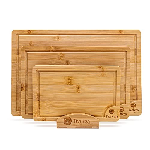 Bamboo Cutting Board Set - Durable Kitchen Cutting Boards For Chopping Fruit,