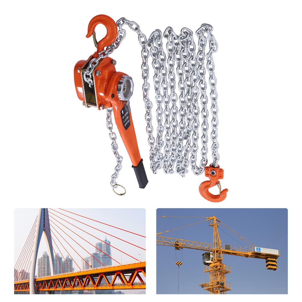 1.5T Chain Hoist 20FT Puller Block Fall Chain Lift Hand Tool w/ 2 Hook 3300LBS