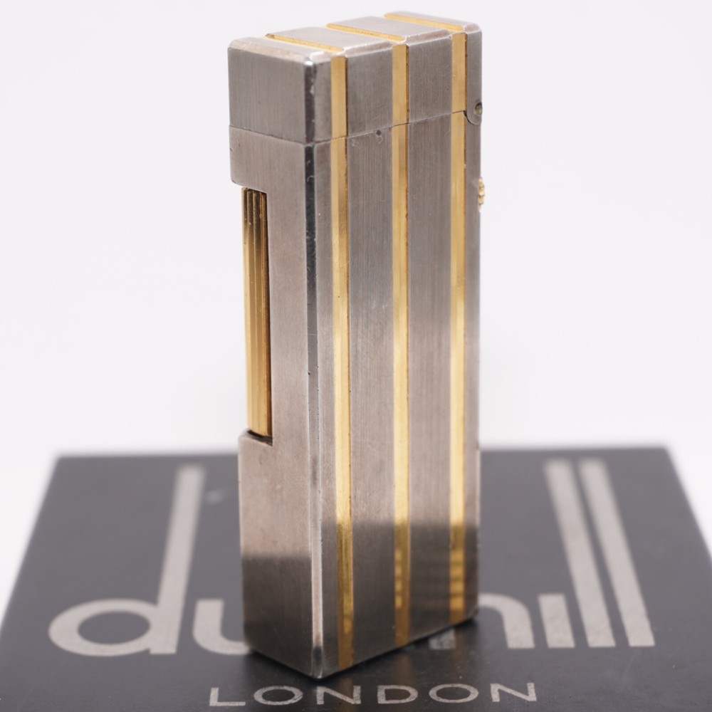 Dunhill Silver Rollagas Lighter Threes Gold Line_Ultrasonically cleaned_WORKING