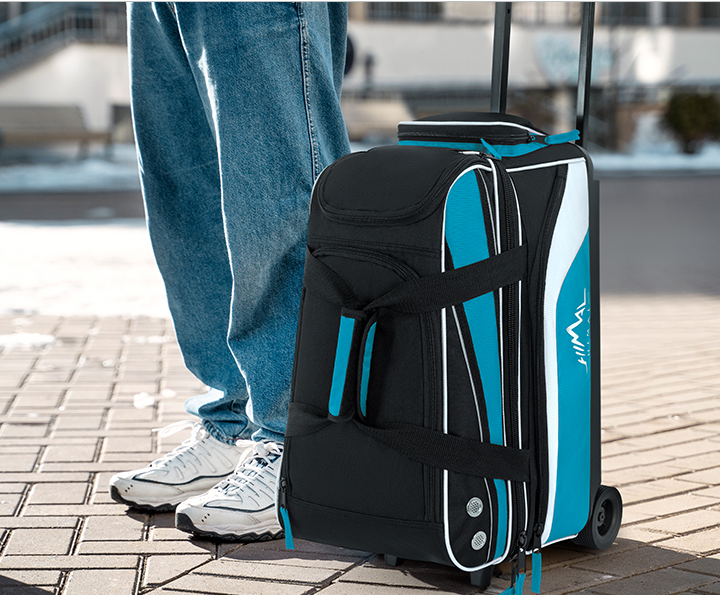 Double Roller 2 Ball Bowling Bag with Separate Shoe Compartment for Bowling