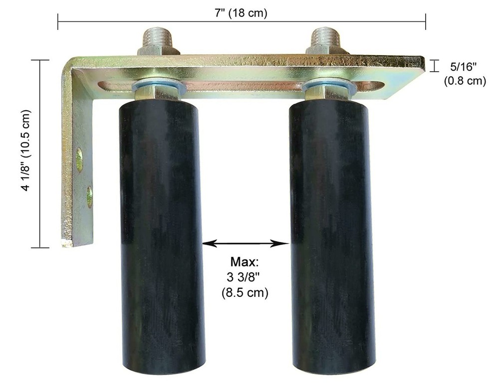 Universal Heavy Duty Slide Gate Guide Roller 6" Black L Rear Post Bracket Adj...