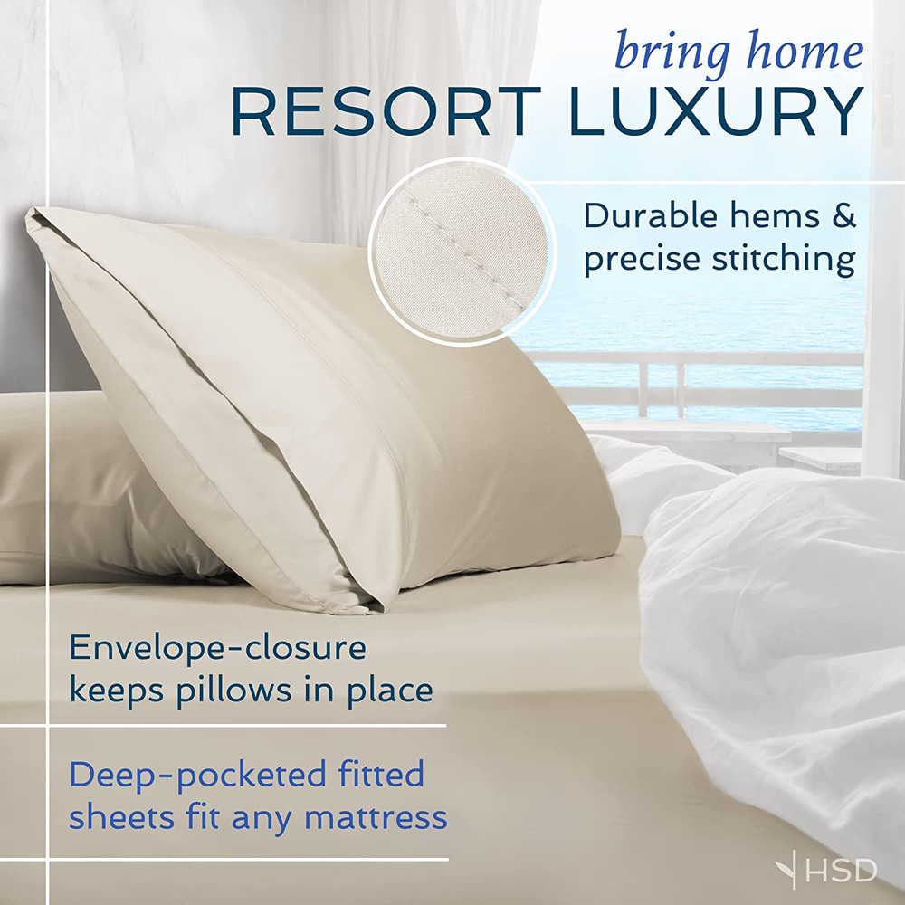 4 Piece Bed Sheet Set King Size, 100% Viscose Derived from Bamboo Sheets Set wit