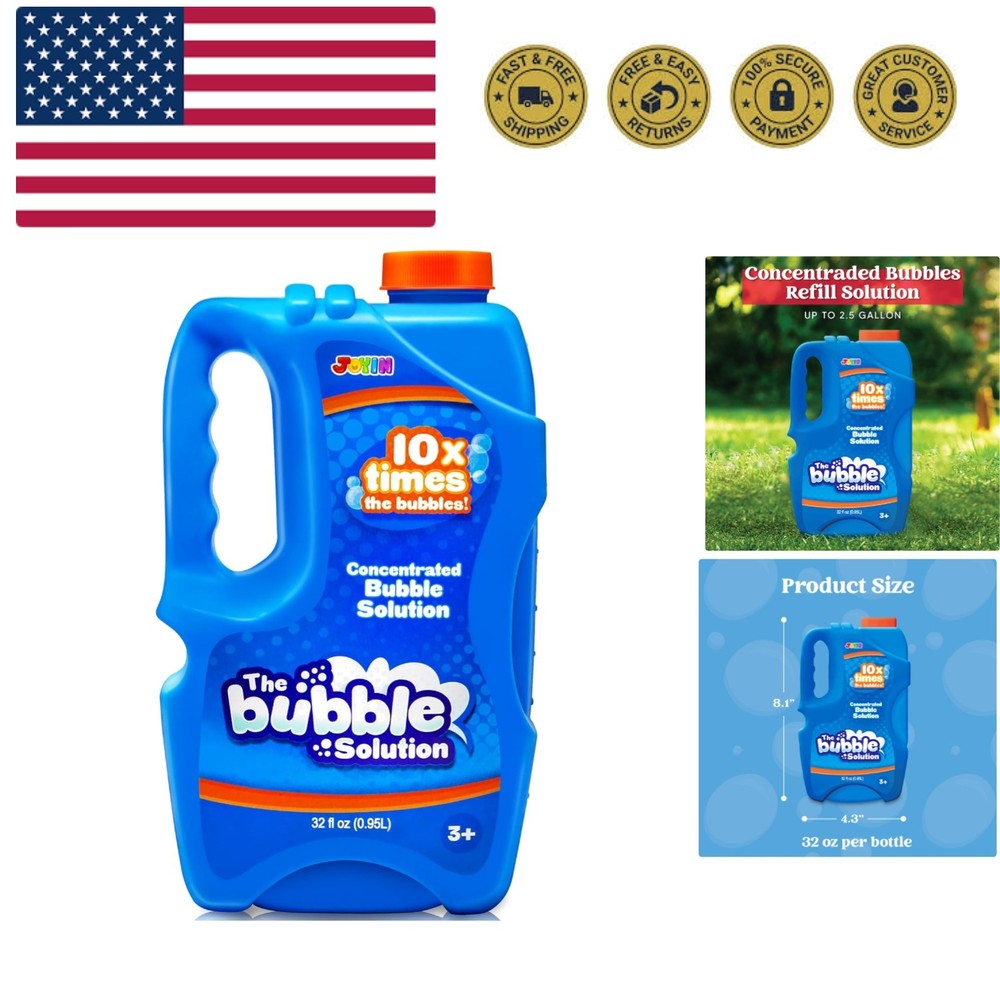 Bubble Solution Refill - Non-Toxic, 32 OZ for Kids' Bubble Machines