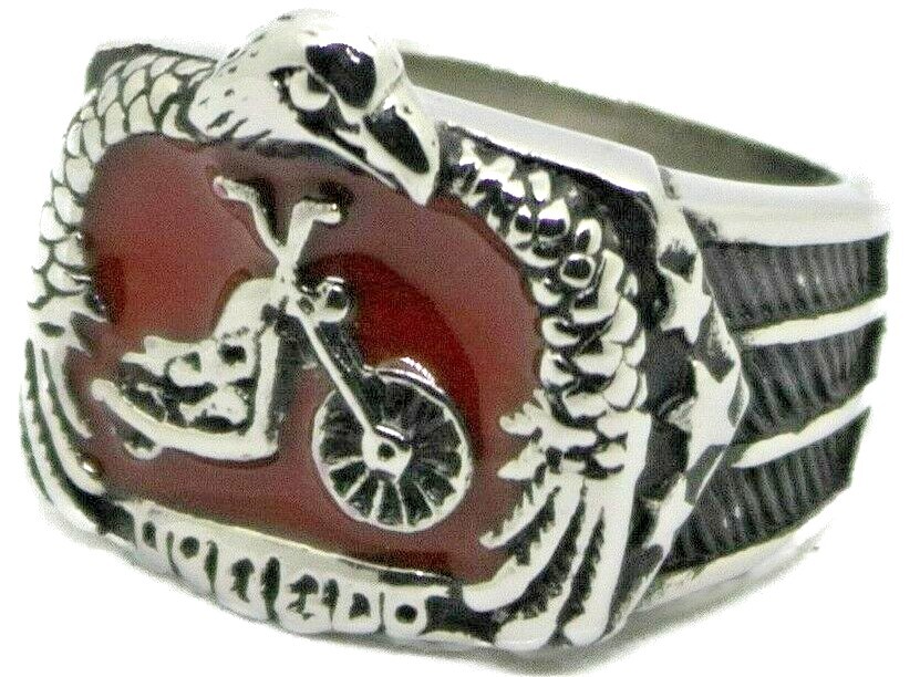 Motorcycle Eagle Red SOLID Biker Ring  Sz 7 8 9 10 11 12 13 14 15
