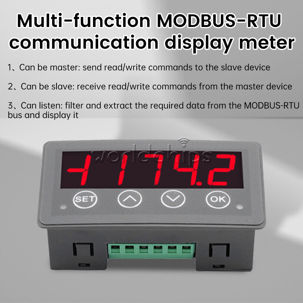 MODBUS-RTU Communication Display Meter RS485 Master-Slave-Monitored DC 8-25V New