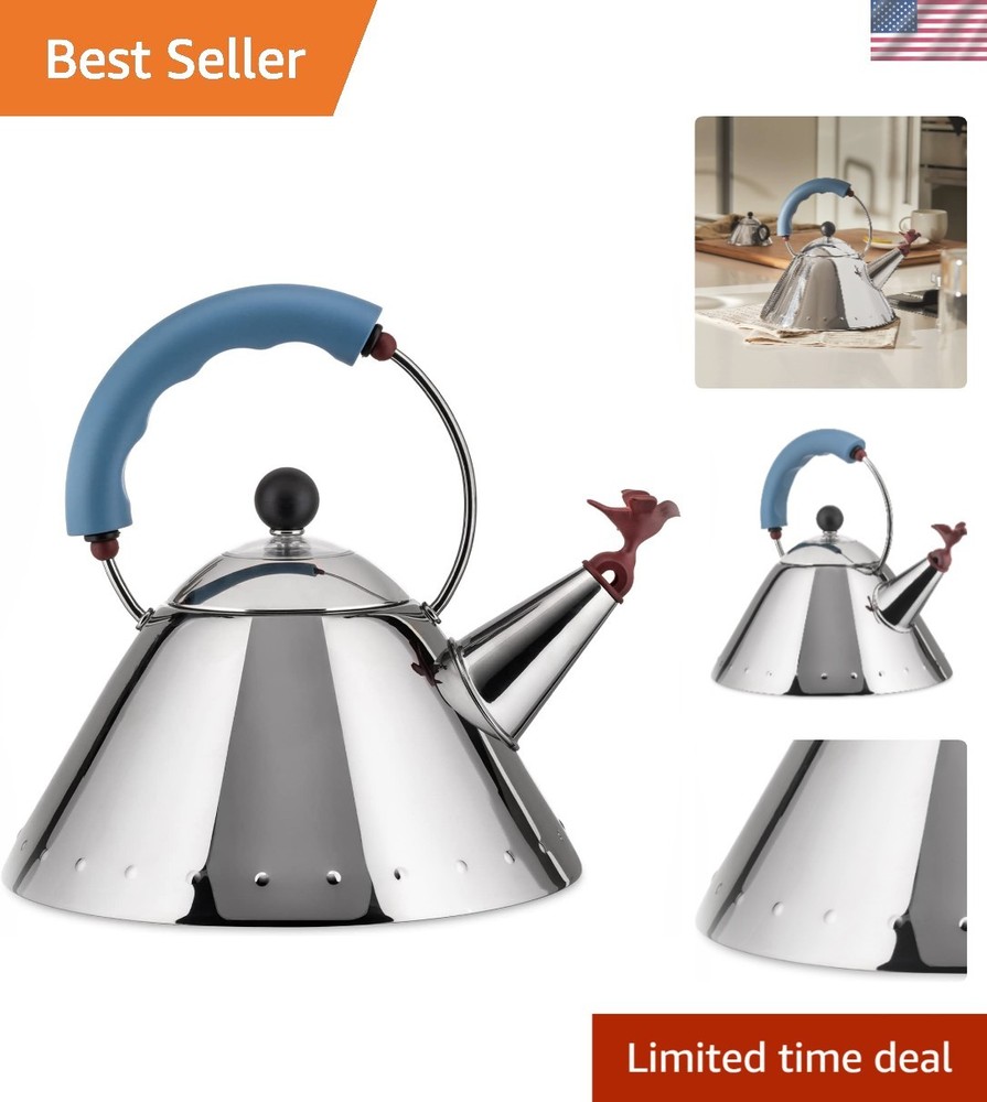 Stainless Steel Kettle Whistling Bird Handle Modern Design 8.5 Inch