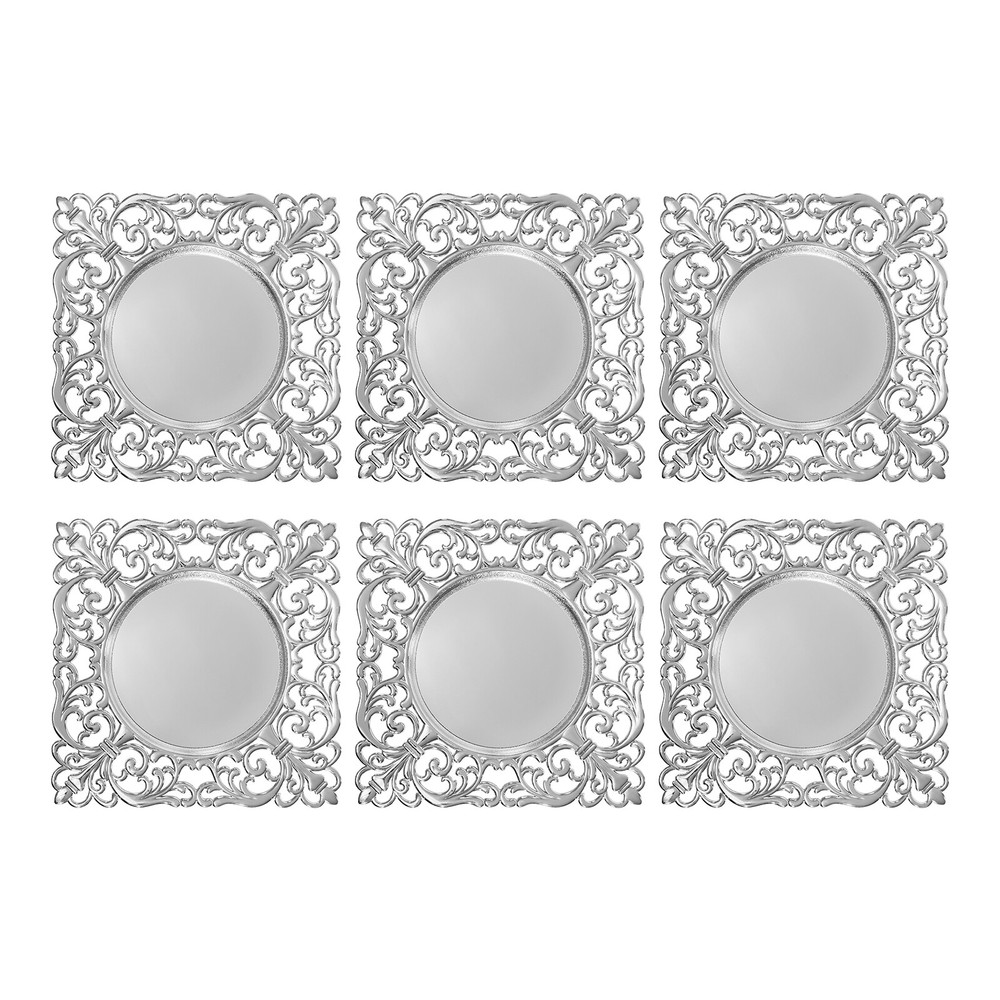 Dinner Plates Silver 30*30*2cm Hand Wash Antique Dinner Plates(6-Pack) Tabletop