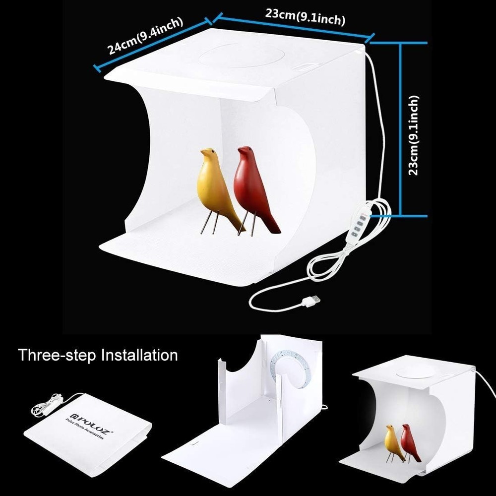 9 Inch Portable Light Box Studio with 72 Adjustable LED Lights for Capture