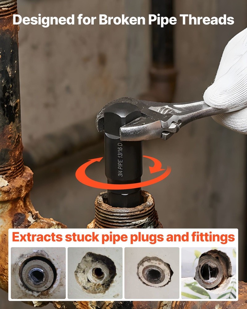 Pipe Extractor Set, 9 PCS Heavy Duty Steel Broken Pipe Extractors, w/ Solid Hand