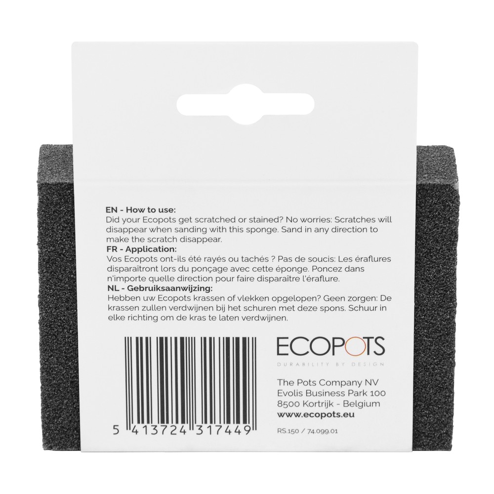 Ecopots Planter Rectangle Repair Sponge for Scratches, Grey, 4"