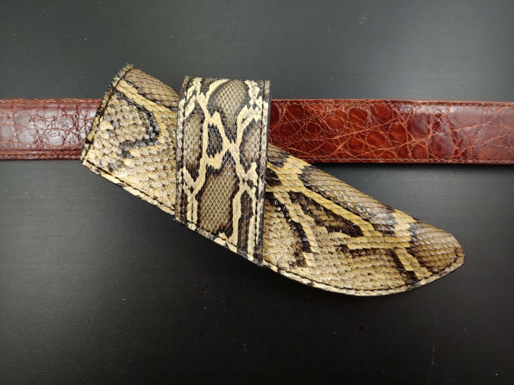 ESEE 3 RC 3 CROSS DRAW Hunting SHEATH BURMESE PYTHON snake skin HANDMADE SHEATH