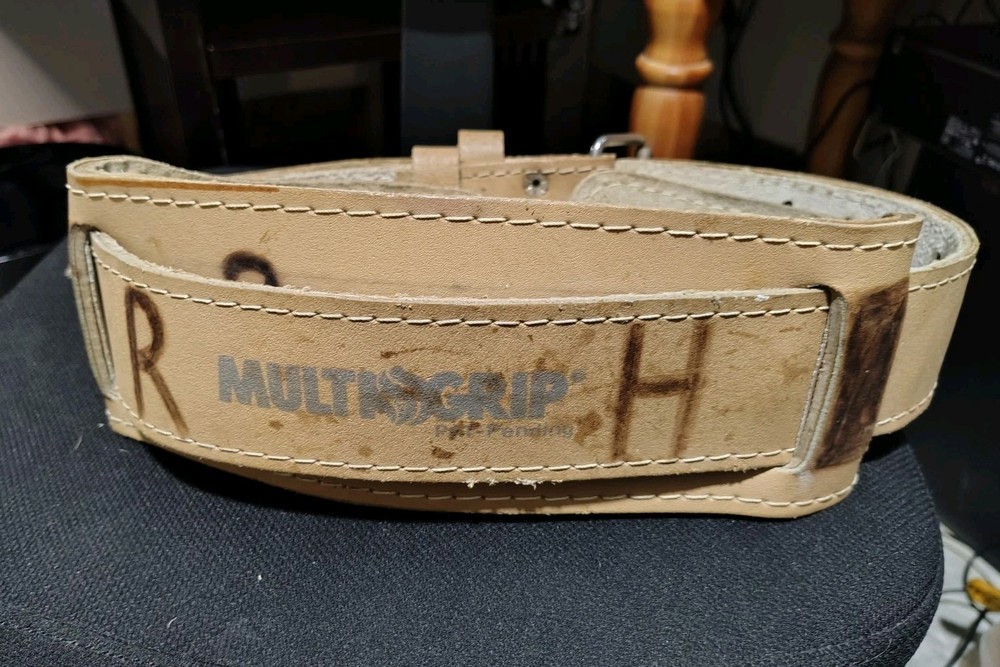 Multi Grip Weight Training Leather Lifting Belt. Used.  Adjustable