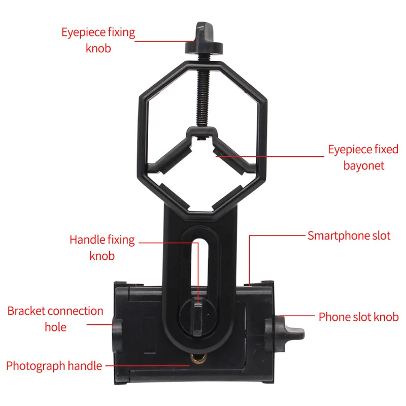 Adjustable Plastic Cellphone Adapter Mount Microscope Spotting Scope