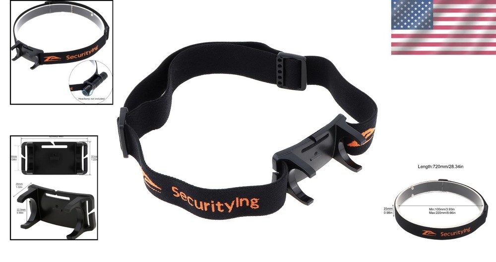 Adjustable Black Headlamp Strap with Bracket - 22mm to 26mm Compatibility