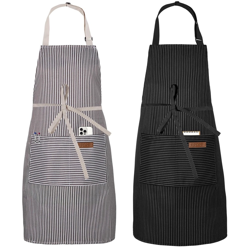 2 Pack Apron, Cooking Kitchen Aprons, Adjustable Bib Apron with 2 Pockets for...
