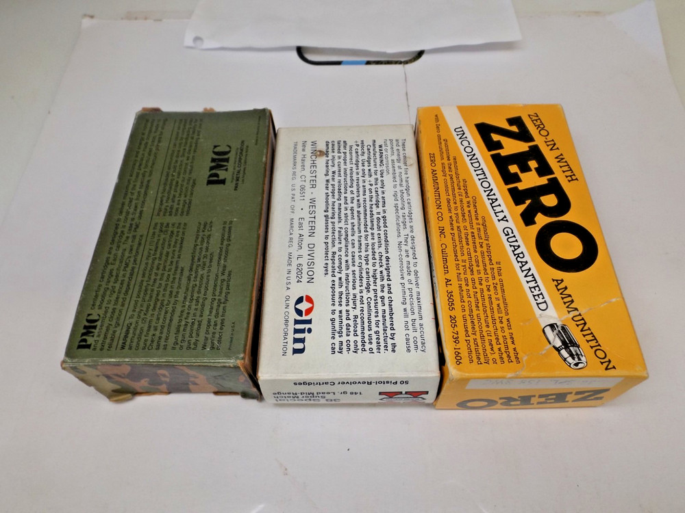 3 Empty Vintage Ammo Boxes Zero -- PMC -- Winchester -- No inserts 38 Special
