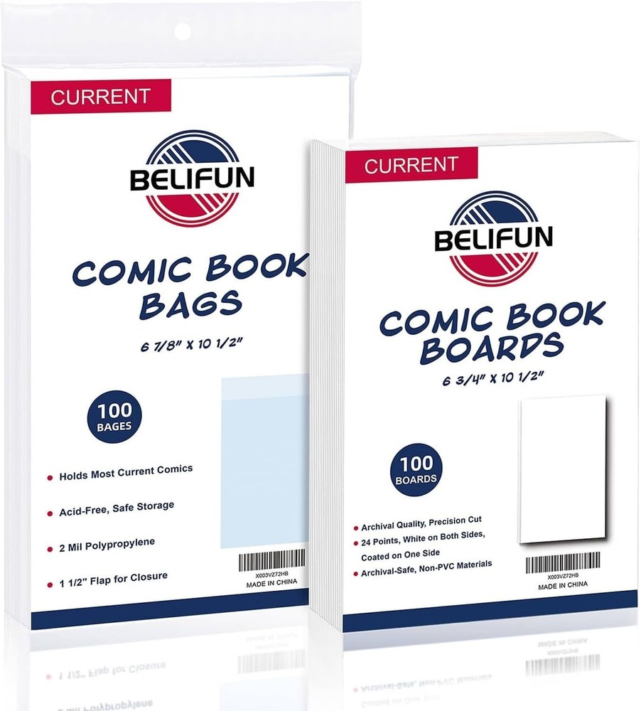 100ct Current Comic - Reusable Boards, Bags 1 1/2" Flap, Clear Protector