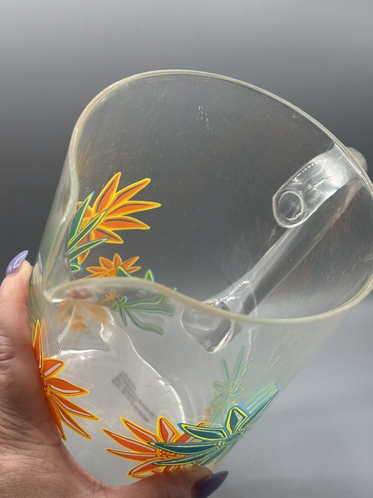 Vintage MCM Plastic Floral Pitcher