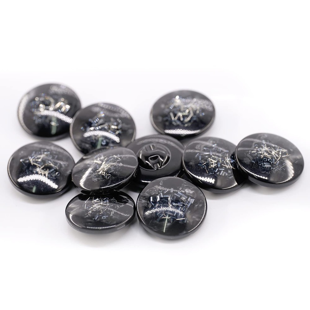 10 pcs Sequin Beads Embedded Polished Transparent Resin Flat Sewing Coat Butt...