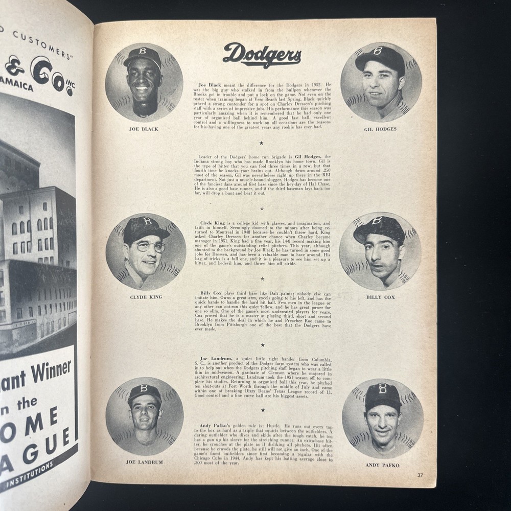 1952 Brooklyn Dodgers World Series Program vs NY Yankees @ Ebbets Field - VG/EX