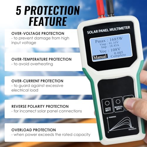 1800W Solar Panel Tester, MPPT Multimeter, LCD Watt Meter, Portable PV Panel
