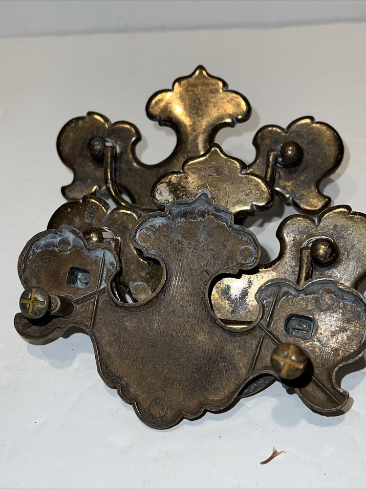 6 vintage pull handles handle lot drawer drop pull Metal Gold Tone