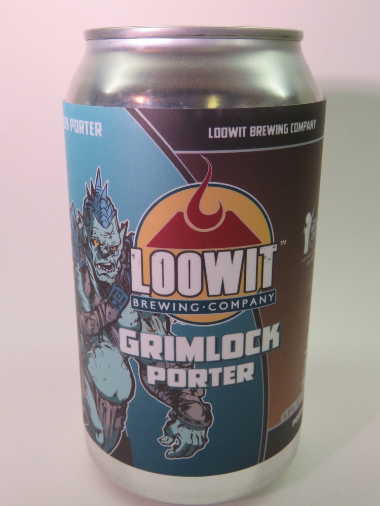 Craft BEER Empty Can ~ LOOWIT Brewing Grimlock Porter ~ Vancouver, WASHINGTON