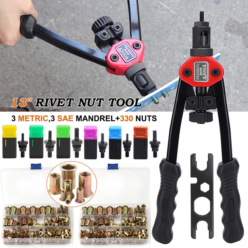 13'' Rivet Gun Kit Rivnut Thread Setting Tool Nut Setter NutSert Metric&SAE 330
