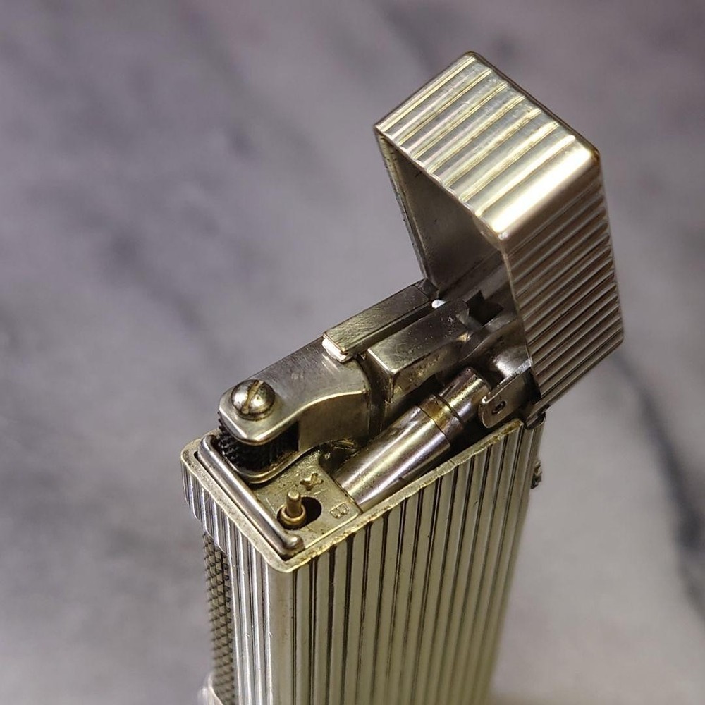 Vintage Dunhill Rolla gas lighter silver Stripe ⓓ mark Working Condition