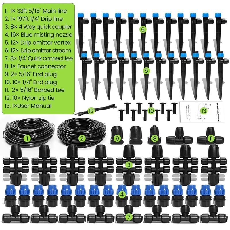 230FT Drip Irrigation Kit Automatic Watering System Easy Install Water Efficient