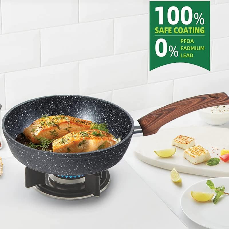 Kitchen Academy Induction 12 Piece Granite Black Nonstick Cookware Pan Set