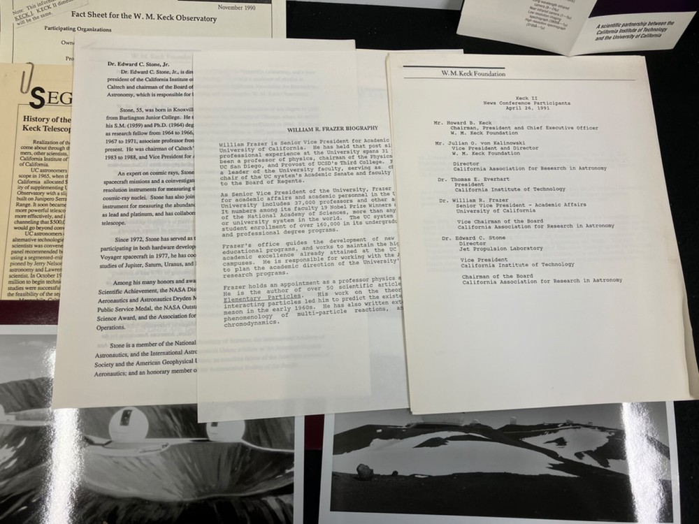 1991 W.M. KECK FOUNDATION & OBSERVATORY PRESS RELEASE KIT