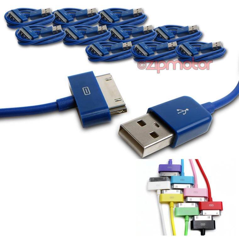 10 6FT USB DATA POWER CHARGER CABLES DOCK CONNECTOR APPLE IPAD IPHONE IPOD BLUE