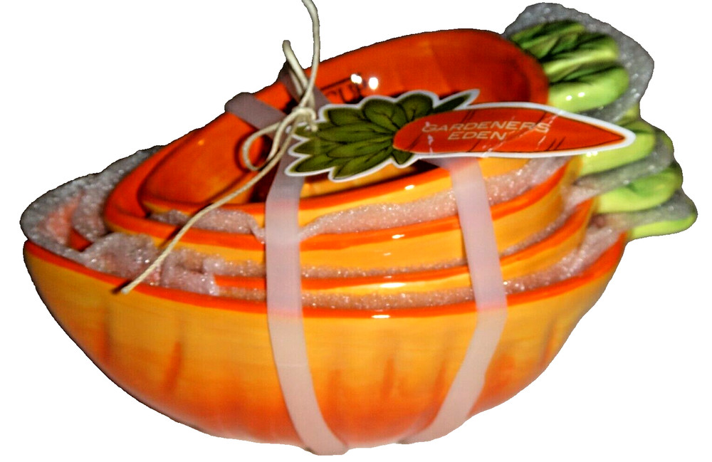 Gardeners Eden 4-PC SET Ceramic Easter Orange Carrot Nesting Measuring Cups