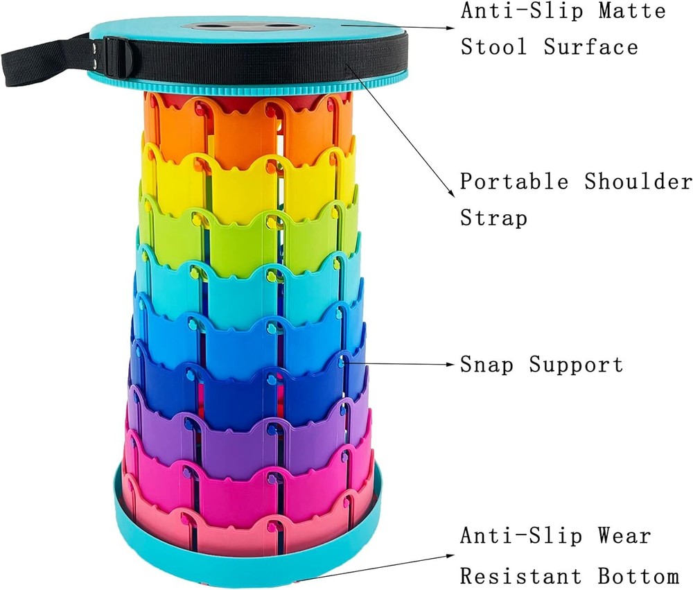 Lightweight Folding Stool Upgraded Collapsible Stool, Retractable Blue