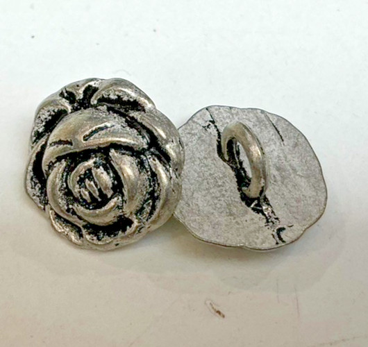buttons silver tone 1/2" flower 6 pcs